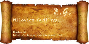 Milovics György névjegykártya